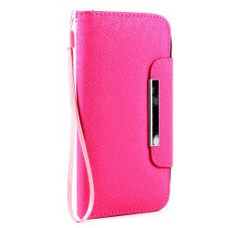 Samsung Galaxy S5 Active G870 Flip Leather Wallet Case (Hot Pink)